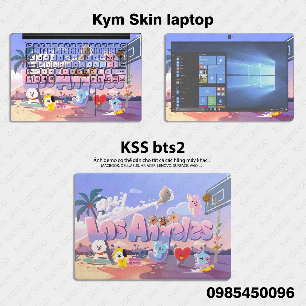 Skin dán laptop chủ đề BT21 - Đã cắt theo kích thước sẵn của riêng từng laptop