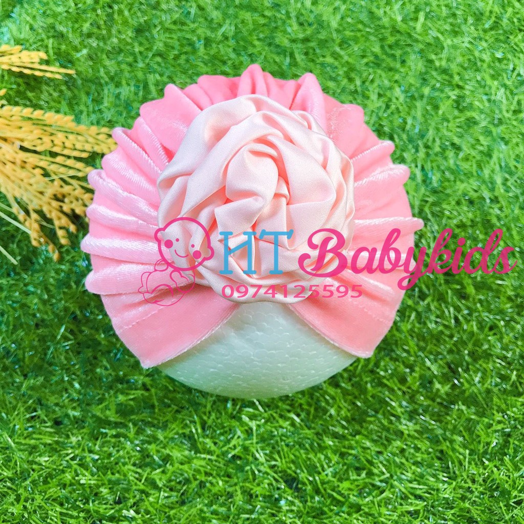 Mũ Turban Hoa Nhung Mềm Mịn siêu xinh cho bé yêu