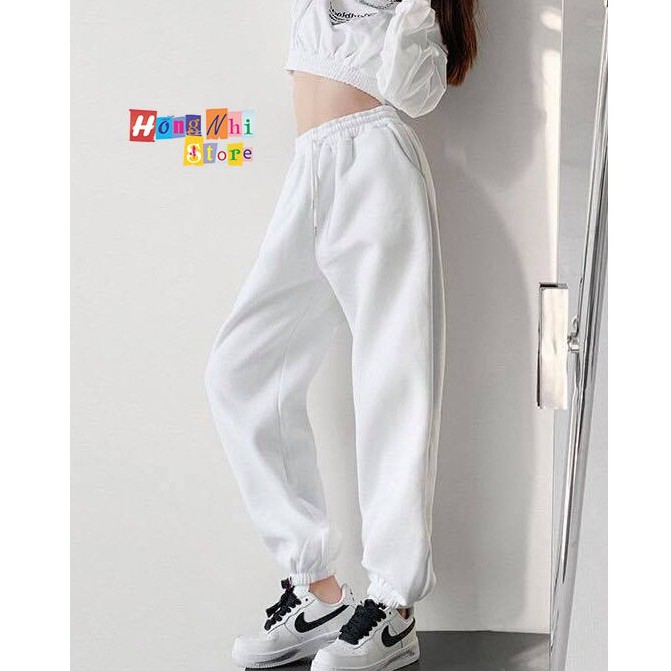 Quần Jogger Basic Pant Ulzzang Unisex Jogger Trơn Bo Lai Màu Trắng - MM