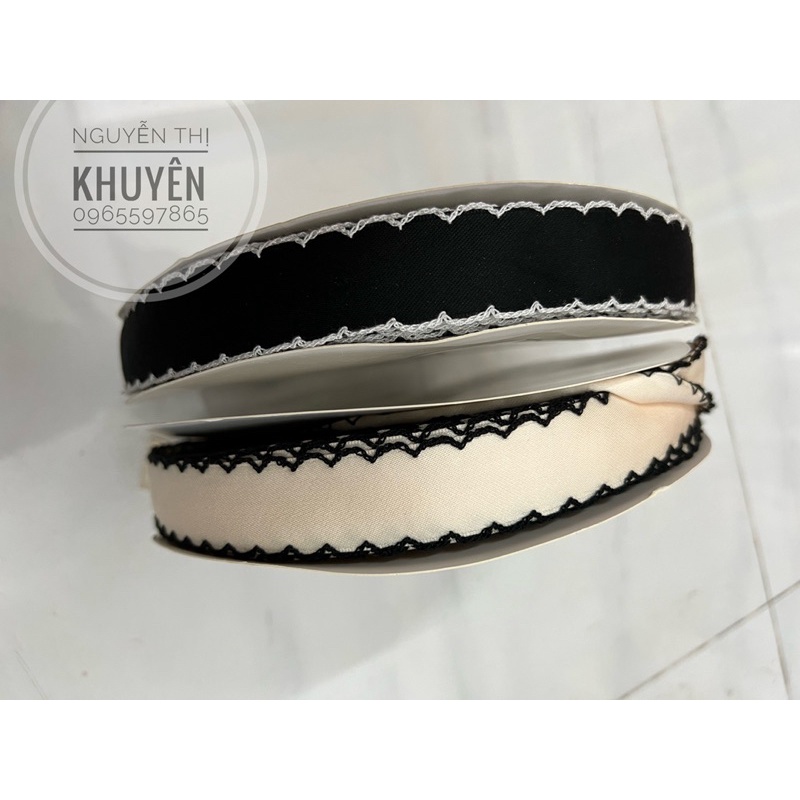 Ruy băng  lụa mờ viền  sóng 25mm