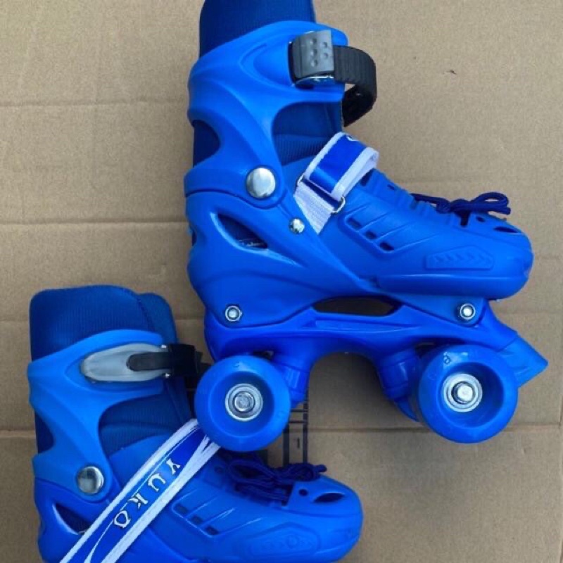 Giày trượt Patin 4 bánh 2 hàng ngang Yuko màu hồng, giày trượt Patin 2 hàng bánh cho trẻ em