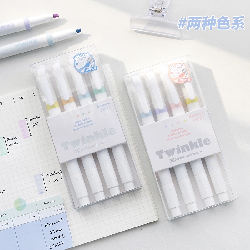 Bộ Bút Dạ Quang Nhiều Màu Sắc Dùng Trang Trí Sổ Tay DIY