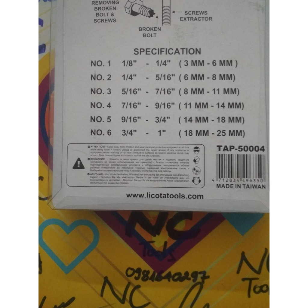 Bộ 6 vít mở ôc gãy - Ốc trờn ren hiệu LICOTA cao cấp