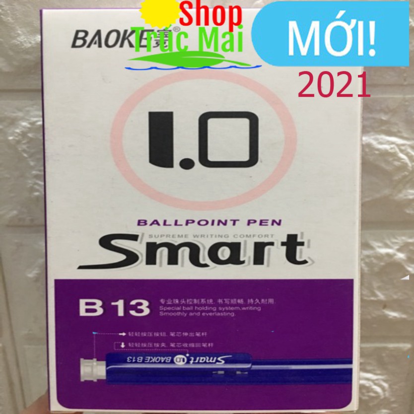 Bút bi BAOKE Smart B13 hộp 48 bút hàng loại 1 chất lượng tốt bút tốt nhất cho văn phòng học sinh sinh viên