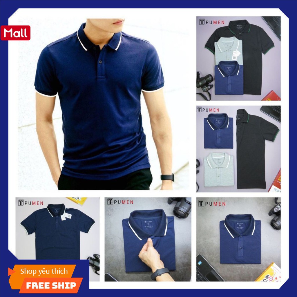 Áo Polo Xanh Navy line trắng | BigBuy360 - bigbuy360.vn
