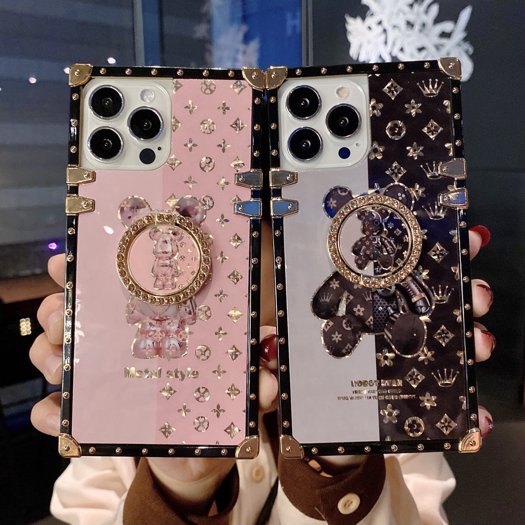 Ốp Điện Thoại Có Vòng Đỡ Hình Gấu Cho OPPO Reno2F / 2Z Reno3 Reno4 Reno5 Reno6 Reno7 Reno7Z Reno7Pro Reno8 Reno8Z