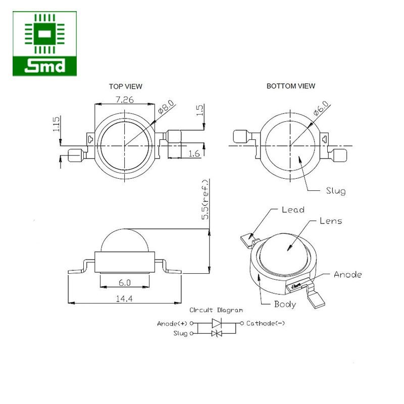 Bóng Đèn led luxeon 1w 3W nhiều màu Xanh Dương, Xanh Lá, Đỏ, Trắng Ấm, Trắng Sáng