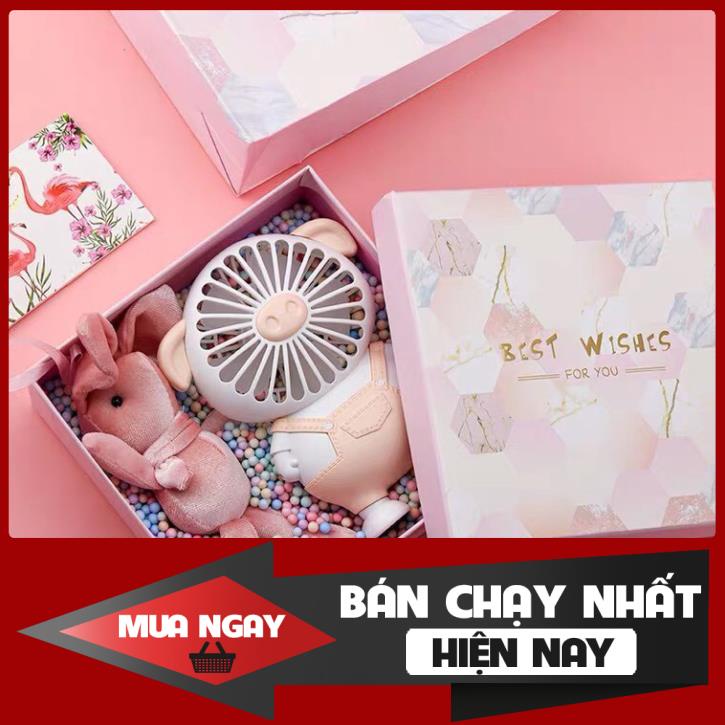 [ RẺ VÔ ĐỊCH] Quạt cầm tay mini hình chú lợn sạc tích điện thông minh