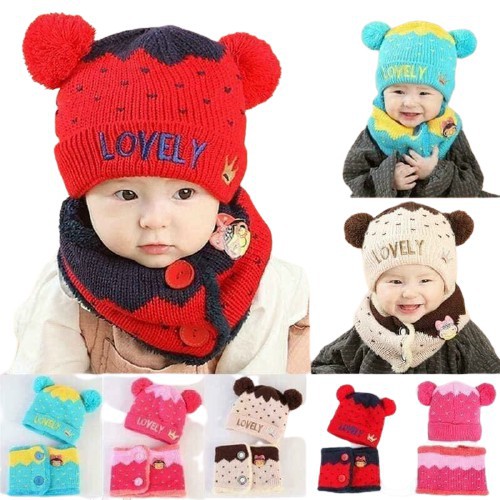 Mũ len kèm khăn Lovely cực ấms cho bé( TUYỂN SỈ)
