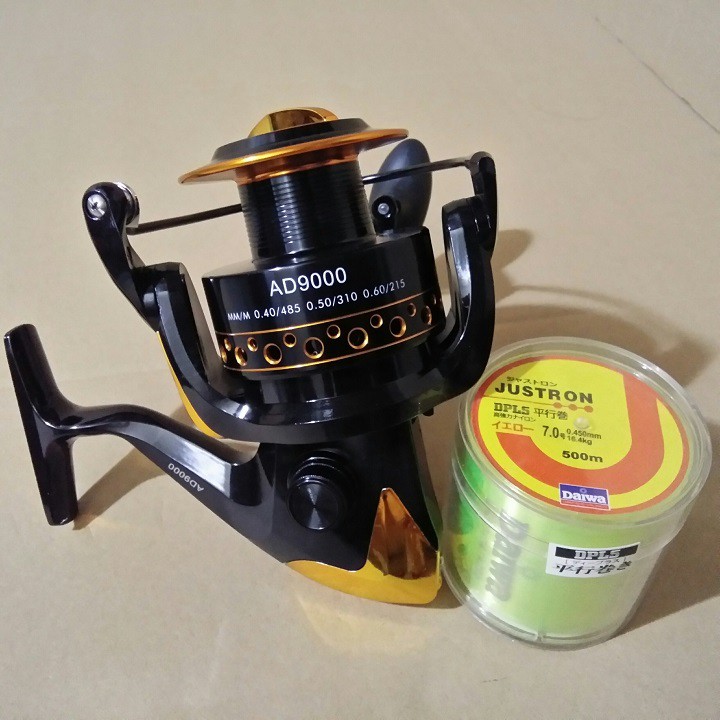 Máy Câu Yumoshi 9000 Tặng Kèm 500m Cước Daiwa Chính Hãng