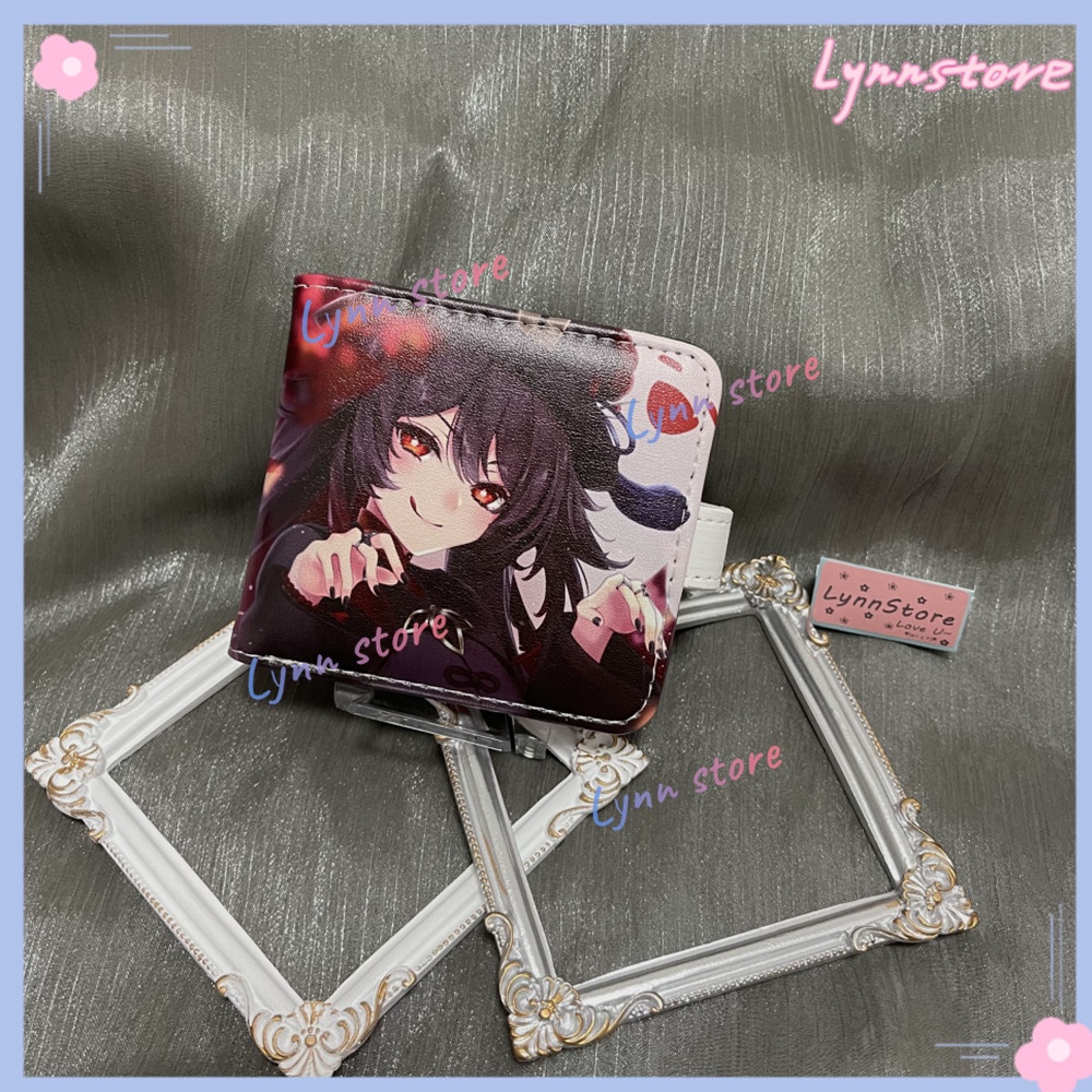 Ví Da PU Ngắn Đựng Thẻ Và Tiền Xu In Hình Game Genshin Impact Hutao