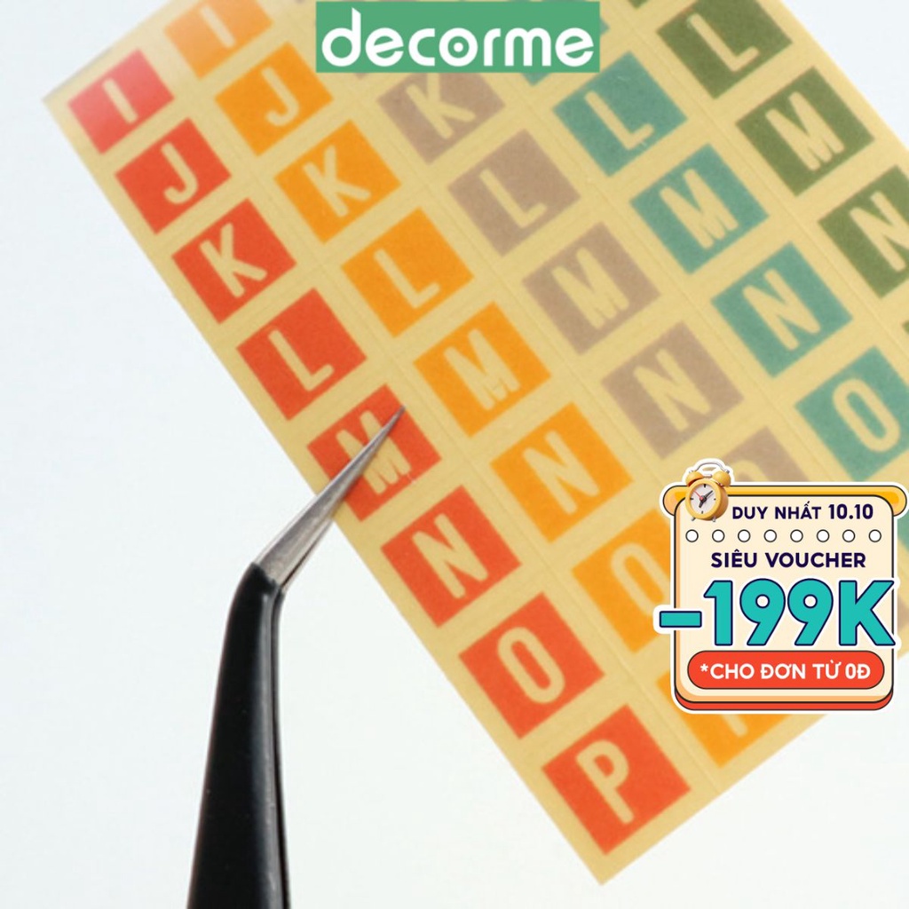 Set 160 sticker NUMBER LETTER Hàn Quốc chữ và số DecorMe