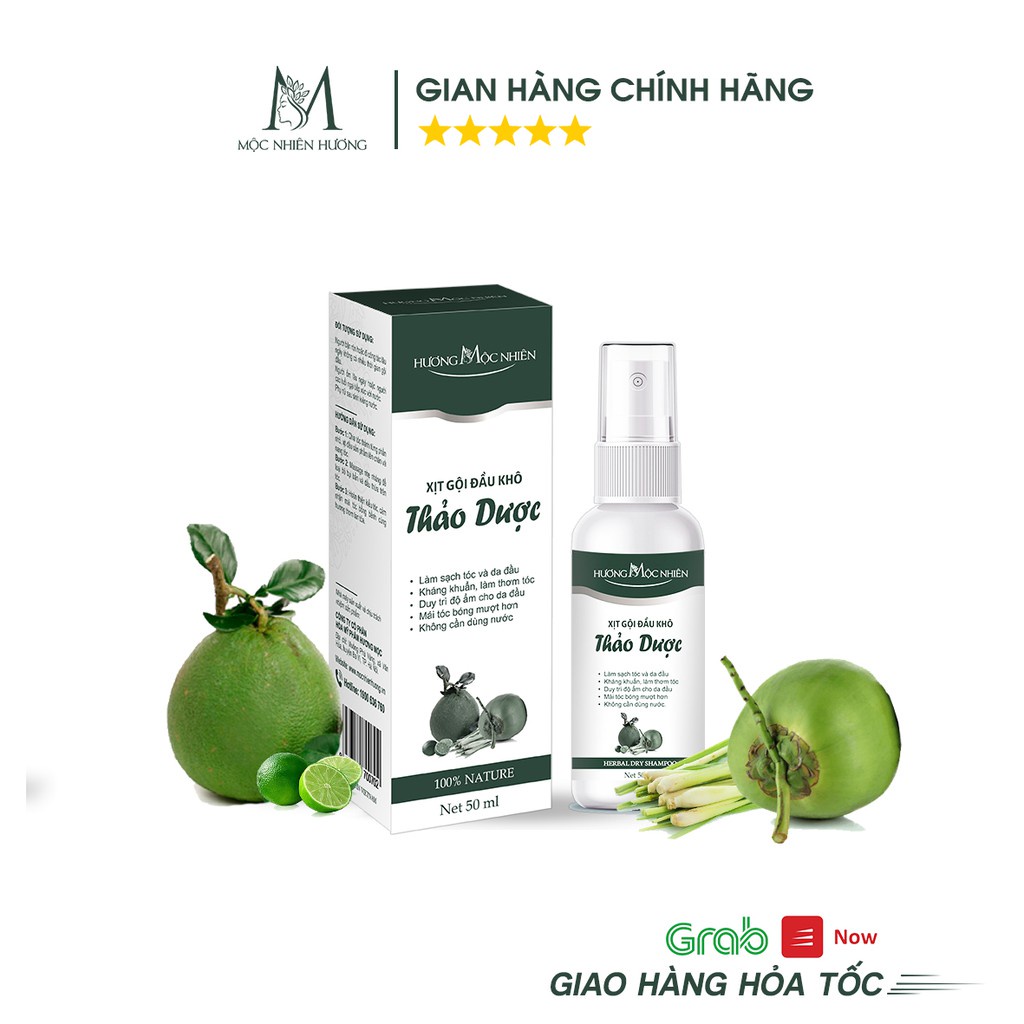 Dầu gội khô thảo mộc 50ml, xịt gội đầu khô cho nam, nữ an toàn không cần nước giúp sạch tóc, làm phồng tóc, giảm xơ rối