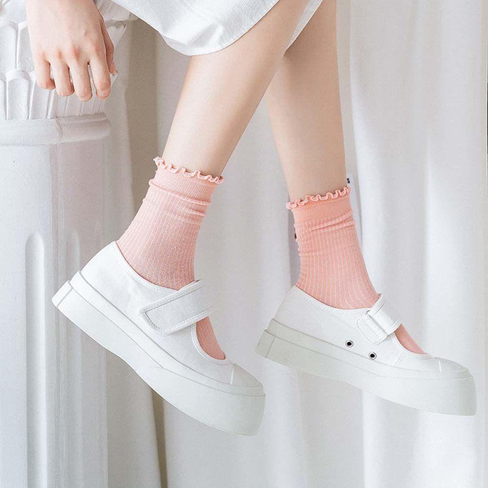 Vớ Thể Thao Ngắn Harajuku Họa Tiết Sọc Ngọt Ngào Thời Trang Cho Nữ