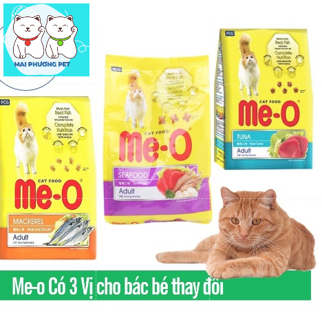 Bao 7kg Me-o Thức ăn viên cho mèo lớn gồm 3 vị Cá ngừ Cá Thu và Hải sản đồ ăn dành cho mèo trên 1 năm tuổi