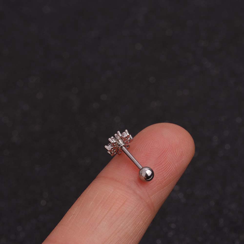 Hoa Tai Hình Bán Nguyệt Đính Đá Zircon Bằng Thép Không Gỉ