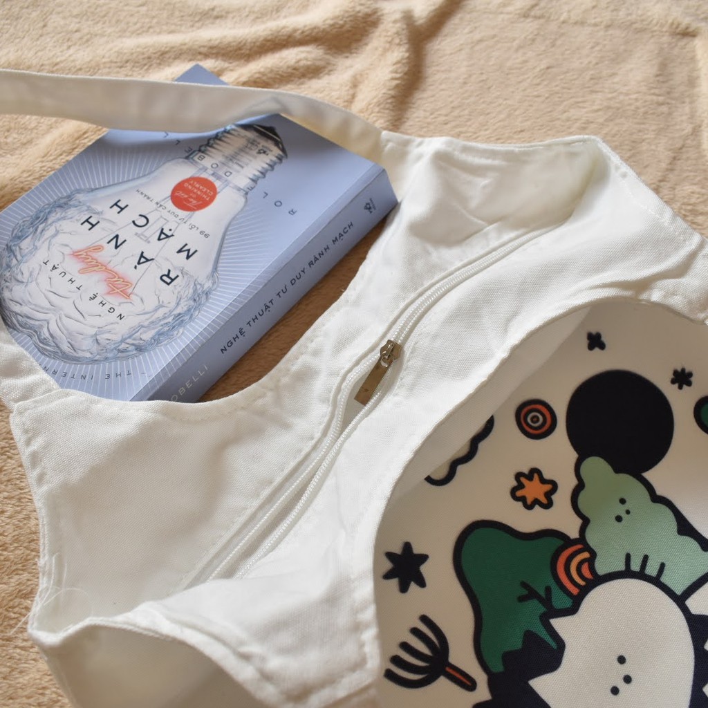 Túi tote vải canvas mềm WisderLand nữ xách vai kẹp nách thời trang giá rẻ phong cách hàn quốc