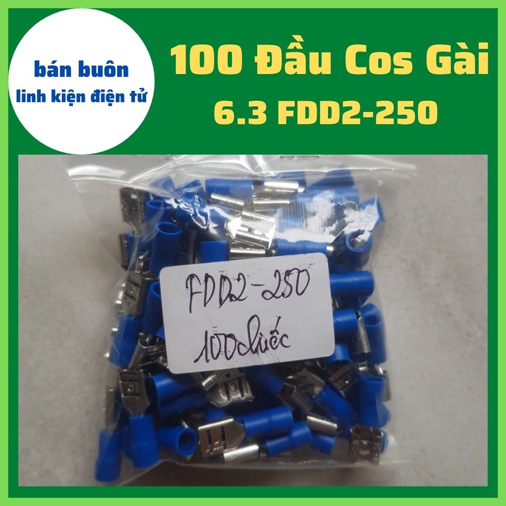 100 Đầu cos FDD2-250, đầu cos gài 6.3, đầu cos kẹp dây điện, FDD2-250, cốt gài