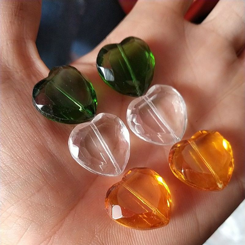 5 viên đá pha lê thủy tinh trái tim ❤️ 18mm