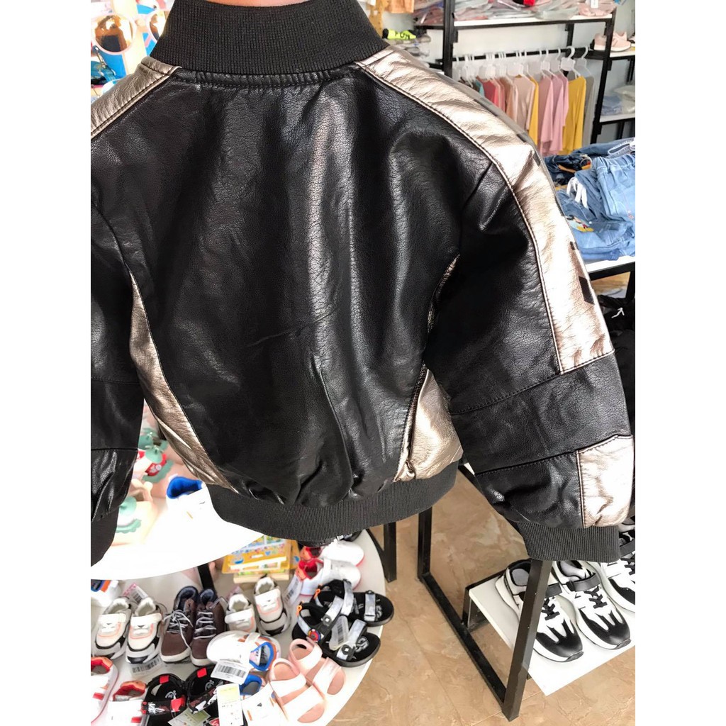 Áo khoác da bomber cho bé trai siêu chất hàng Quảng Châu