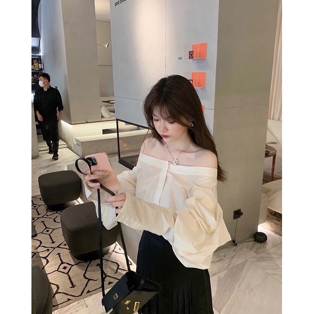 Áo trễ vai thô tay dài tay bồng M42