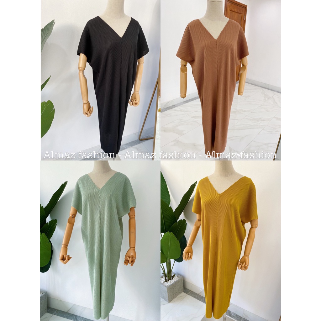 Váy  cổ V form suông nhúng chun sang chảnh dành cho mẹ bầu - Almaz Fashion