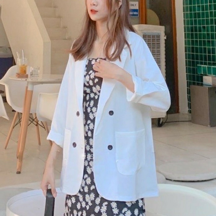 áo blazer nữ 2 túi dán năng động, trẻ trung
