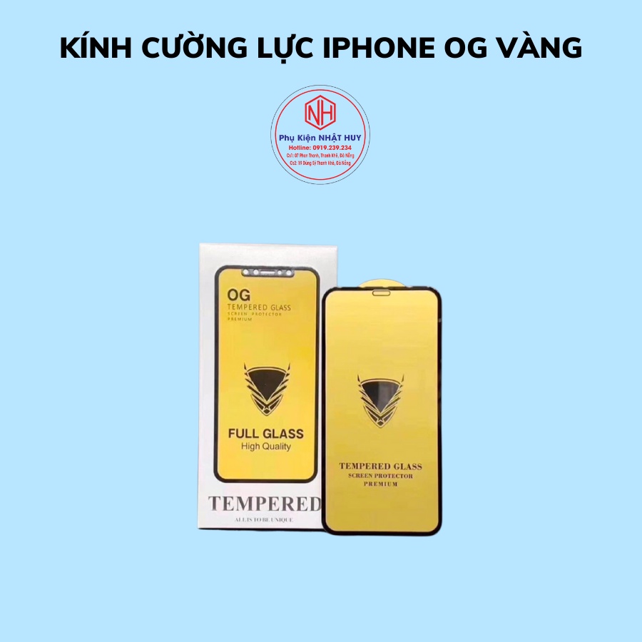 Kính Cường Lực Full Màn Hình iP Chính hãng OG (Vàng)