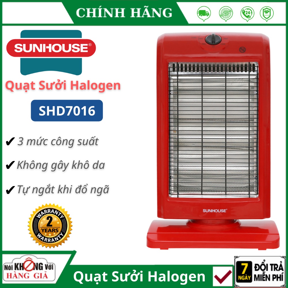 Đèn sưởi 3 bóng Sunhouse SHD7016 Công Suất 1000W, Máy sưởi sunhouse SHD7016, tốc độ làm ấm nhanh, chống khô da