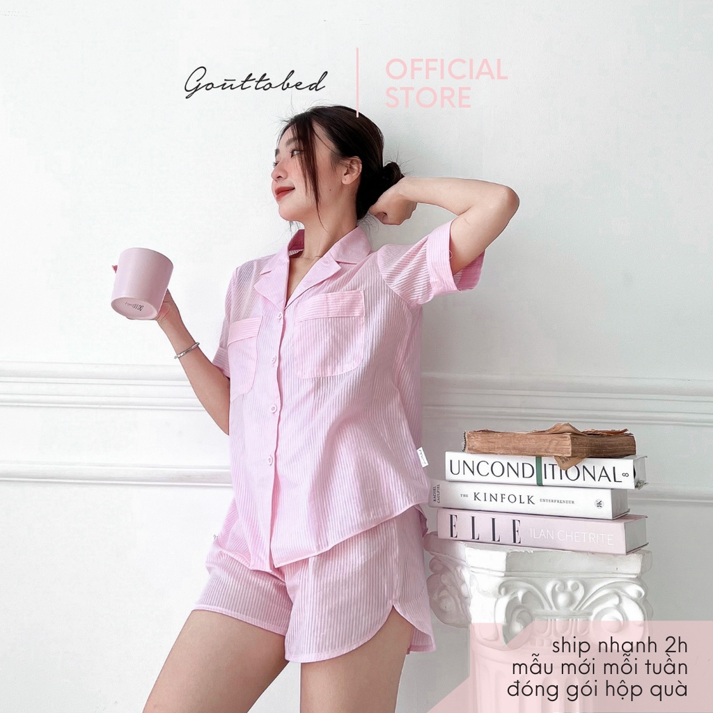 Bộ pyjama ngắn cotton phong cách tây mặc nhà (nhiều mẫu)