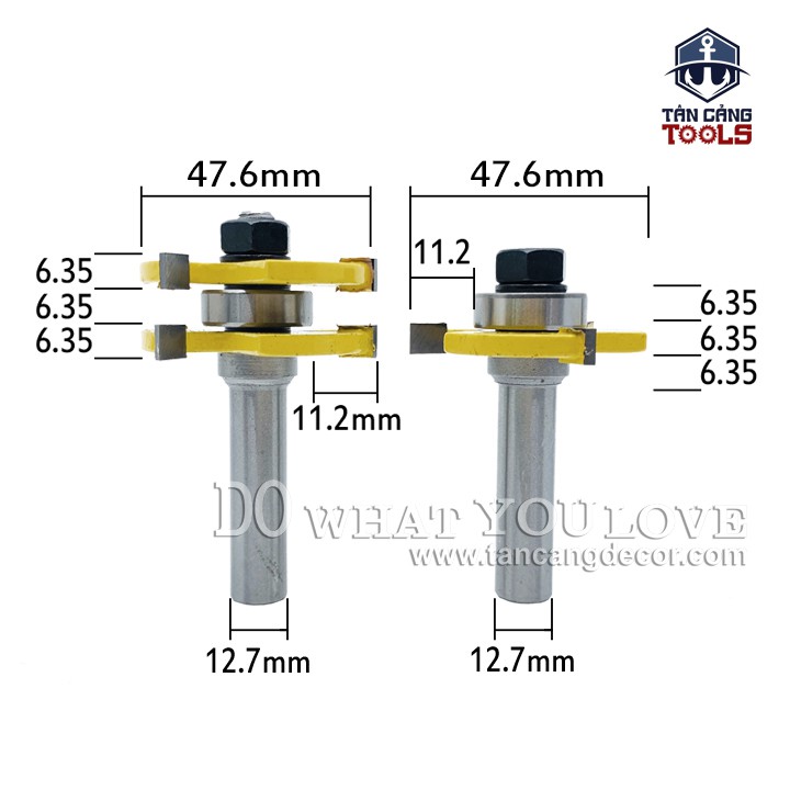 Bộ Mũi Phay Ghép Ván Sàn 15 - 19 mm Cốt 12.7 mm