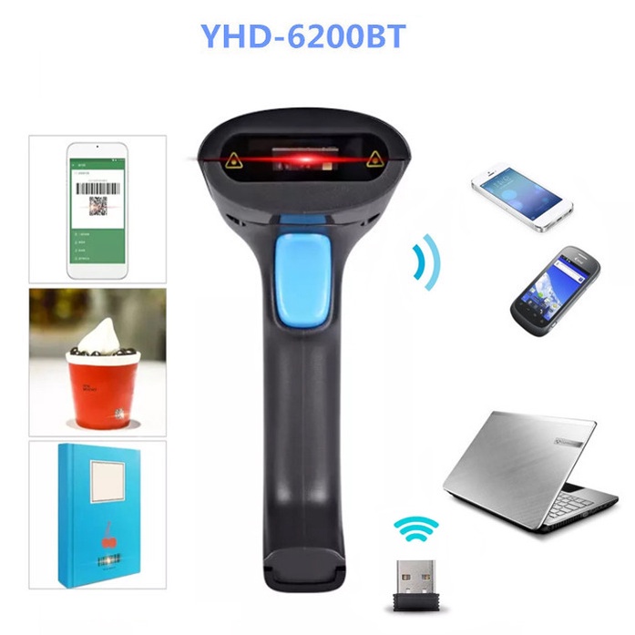 Máy quét mã vạch Bluetooth YHD 6200DB đọc mã vạch Barcode 1D Qrcode 2D dùng trên Điện thoại, Máy tính
