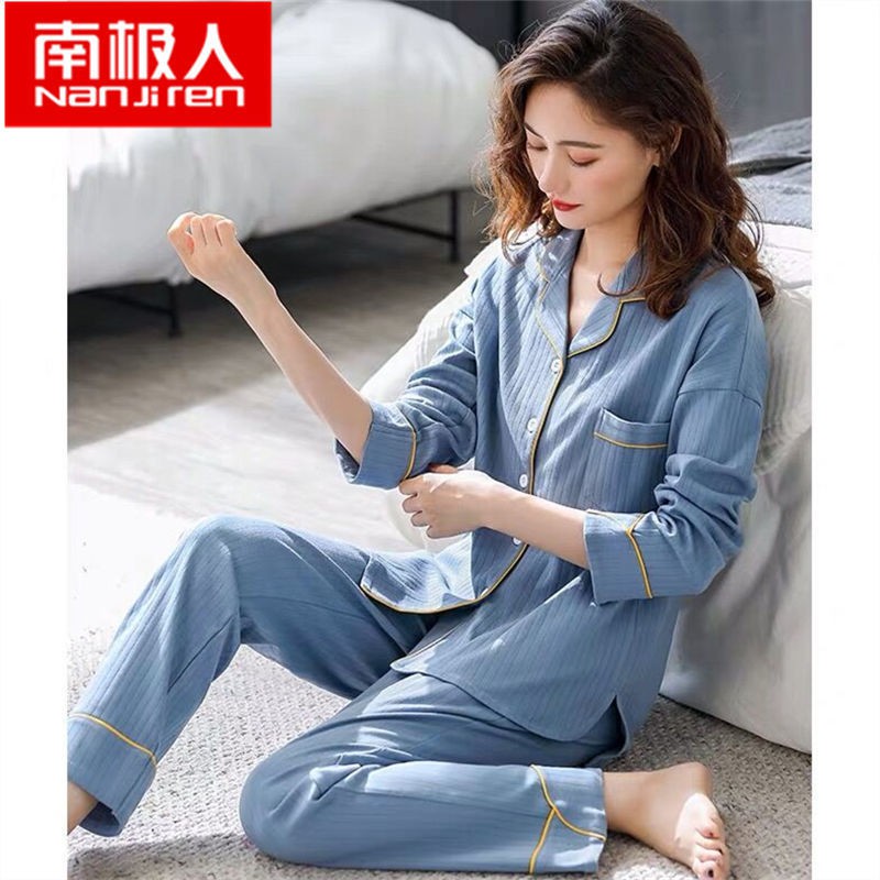 ✕Quần áo giam cao cấp Bộ đồ ngủ bà bầu dài tay cotton mùa xuân và thu hè cho con bú tại nhà đông cộng với