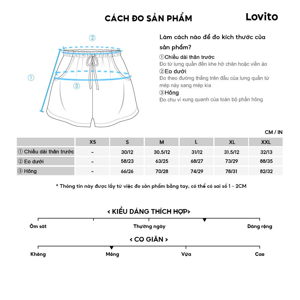 Quần ngắn thể thao Lovito lưng cao màu trơn phối chữ thập L15X228 (Màu đen)