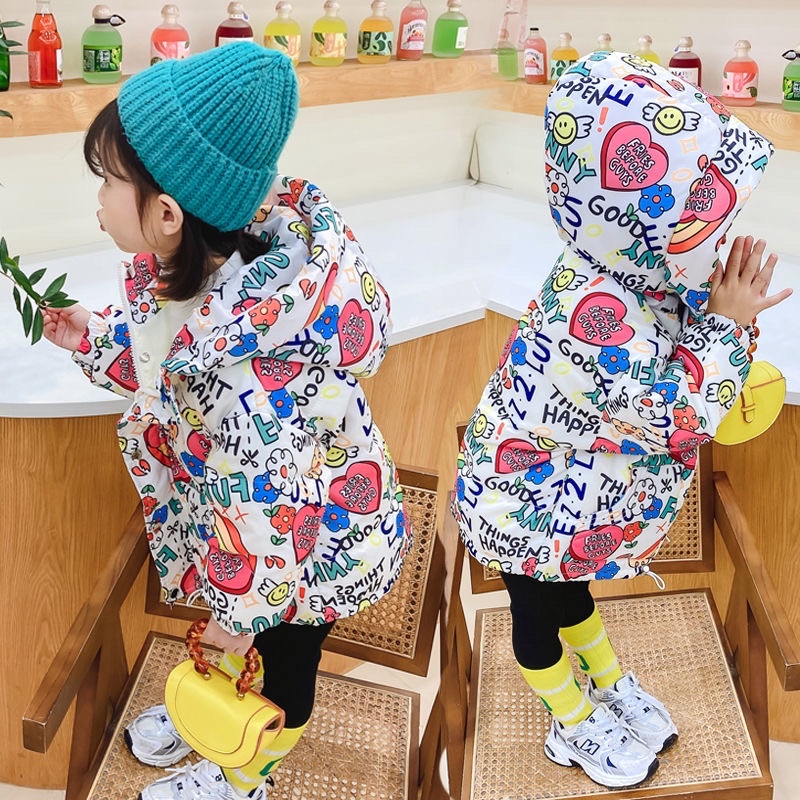 Áo khoác bánh mì bé gái in hoạ tiết vui nhộn ấm áp có mũ đội