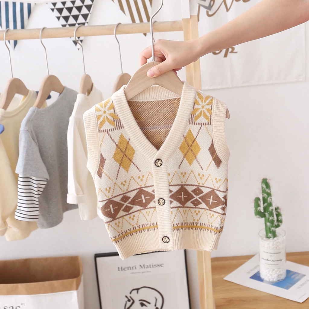 Áo khoác cardigan dệt kim không tay thời trang cho bé