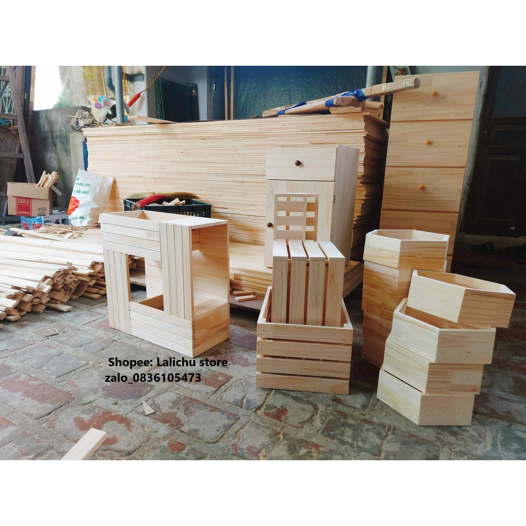 Bàn trà bằng gỗ decor tramg trí phòng khách