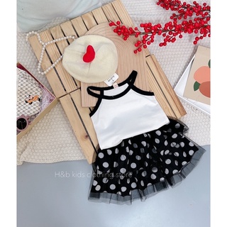 Set áo 2s cv chấm bi bé gái
