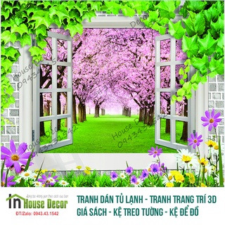 Tranh dán tường 3D cửa sổ, Tranh Dán Tường 3d Phòng Khách, phòng ngủ hiện đại - CS73