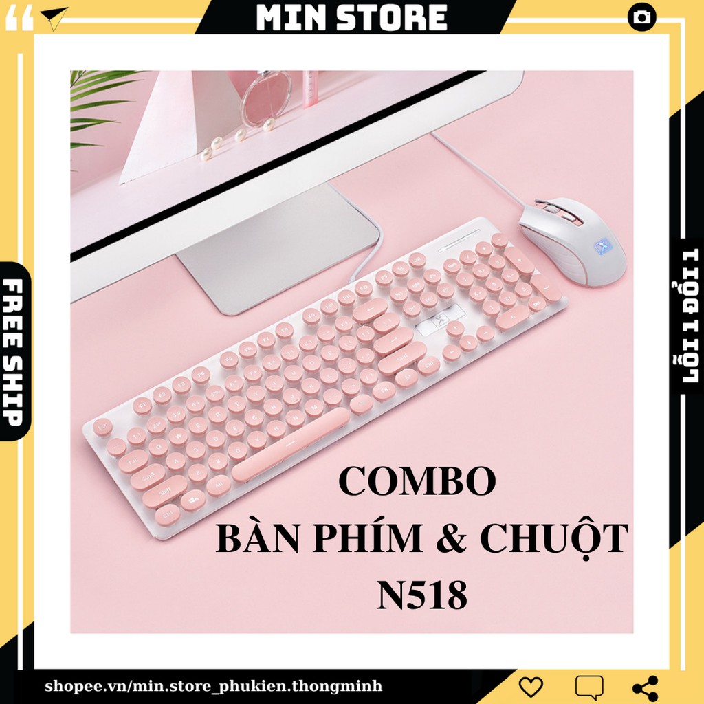 Combo Bàn Phím Và Chuột Có Dây Cao Cấp N518 -  Bộ Chuột &amp; Bàn Phím Có Đèn Led - Min STORE