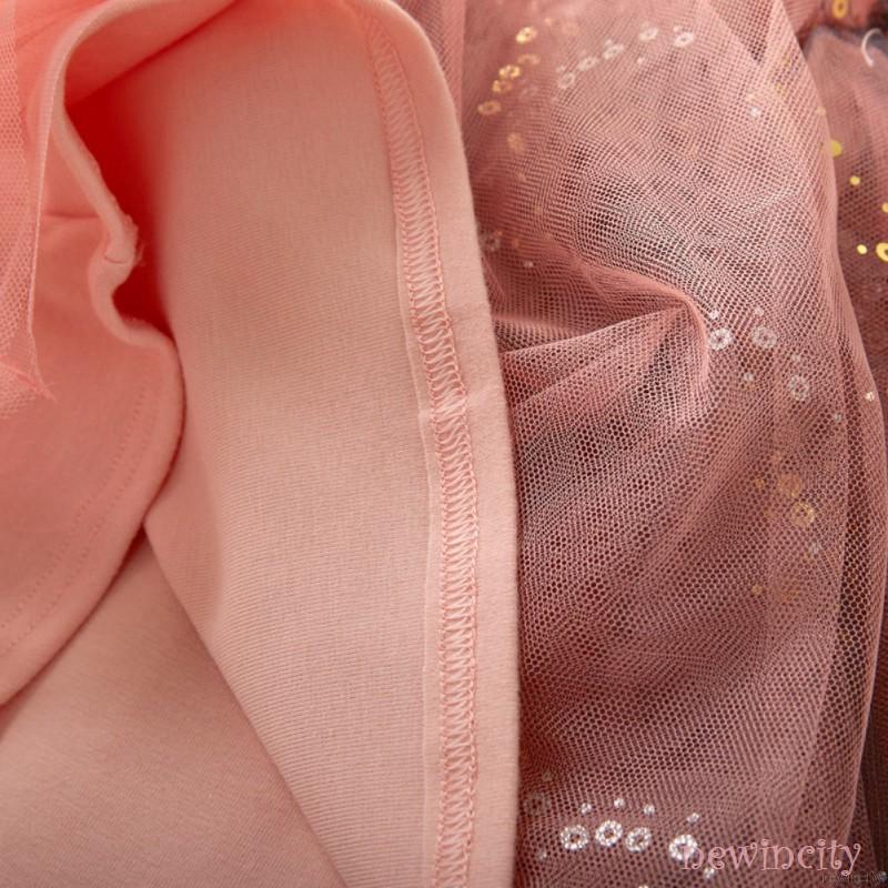 Đầm công chúa dài tay giả hai lớp phối voan thời trang dễ thương cho bé gái