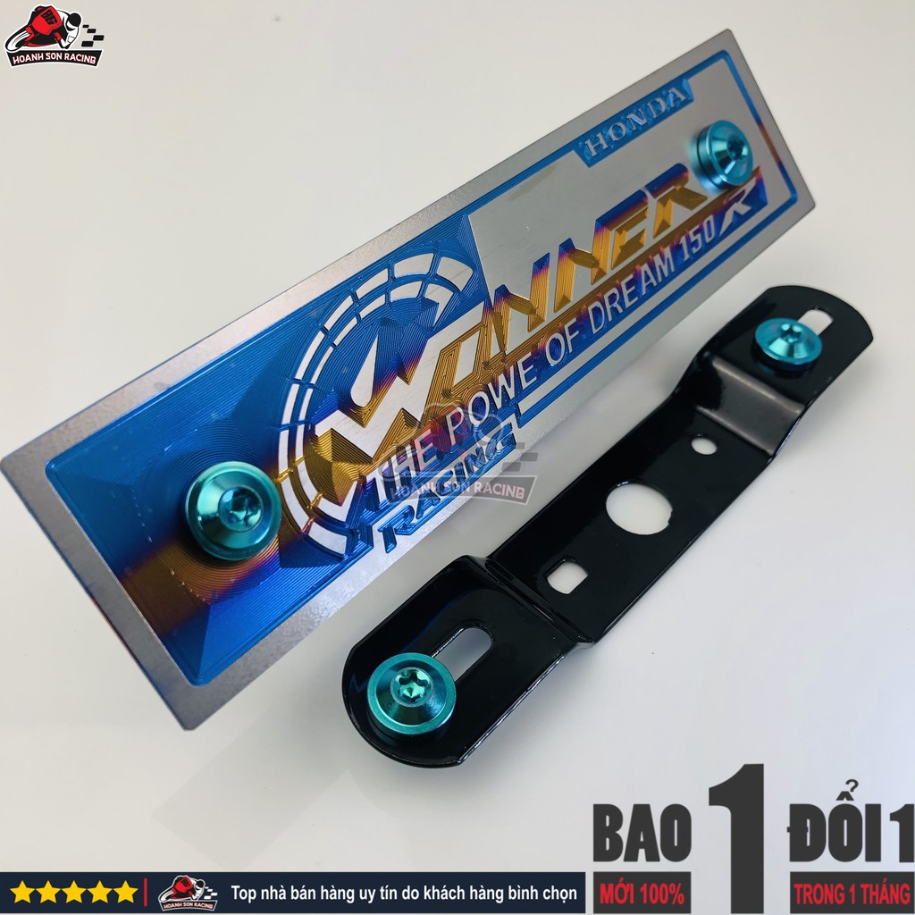 Bảng tên 3D WINNER  titan chính hãng, tặng pát gắn và ốc titan gr5 xanh lục bảo ( hình chụp thực tế) Hoành Sơn Racing