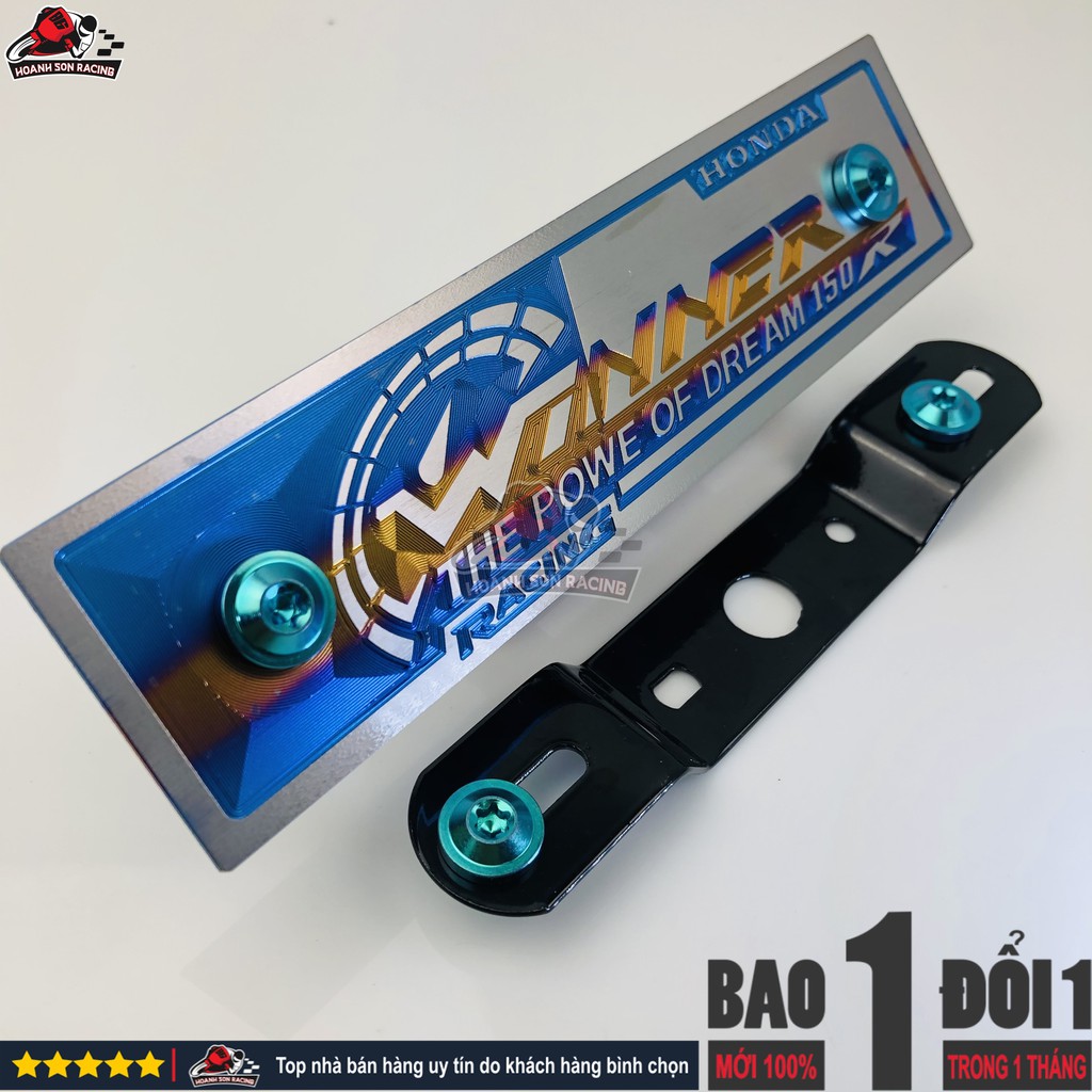Bảng tên 3D WINNER  titan chính hãng, tặng pát gắn và ốc titan gr5 xanh lục bảo  Hoành Sơn Racing