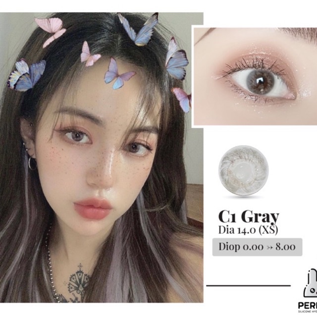 Lens Mắt , Kính Áp Tròng C1 GRAY Có Độ Cận và Không Độ , DIA 14.0 XS ,Cho Mắt Nhạy Cảm Giá Sale