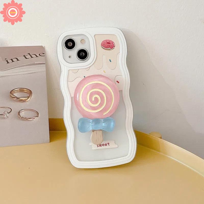 Ốp Điện Thoại Có Giá Đỡ Hình Kẹo Mút 3D Cho iPhone 7 8 11 14 12 13 Pro MAX 14 6 6s Plus X XR XS MAX SE 2020