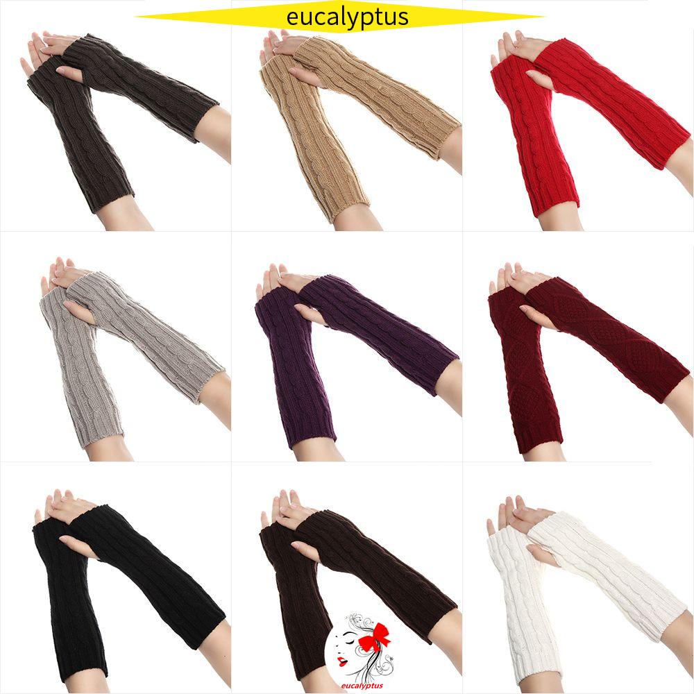 Găng Tay Len Hở Ngón Giữ Ấm Mùa Đông Dày Dặn 30cm Cho Nữ