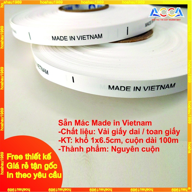 Mác Size Quần Áo Made In Việt Nam_Chất Liệu Vải Giấy_100M/Cuộn_Mềm, Mịn Dùng Cho Đồ Trẻ Em_Nhận In Theo Yêu Cầu