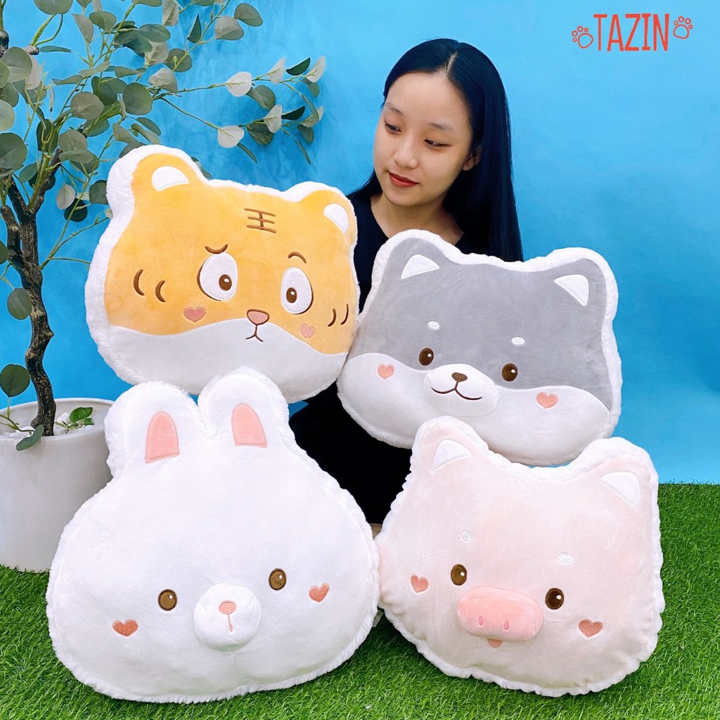Gối Thú Má Hình Trái Tim Tựa Lưng, Gối Bông Cao Cấp Tazin