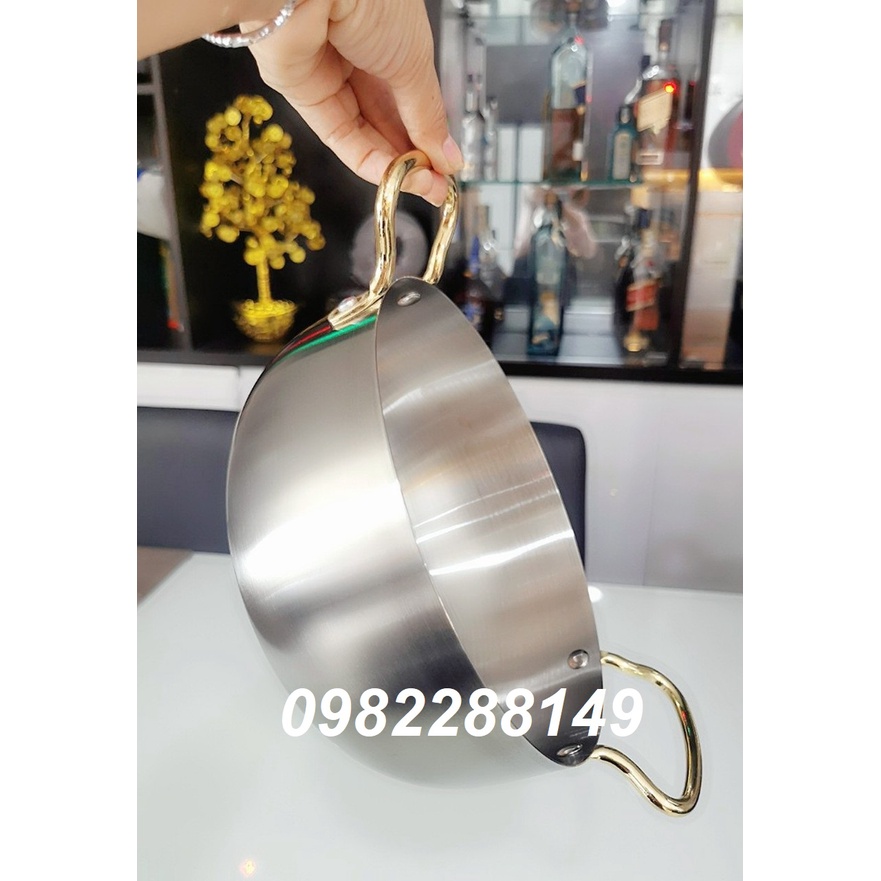 NỒI LẨU HÀN QUỐC QUAI MẠ VÀNG NHIỀU KÍCH THƯỚC.
