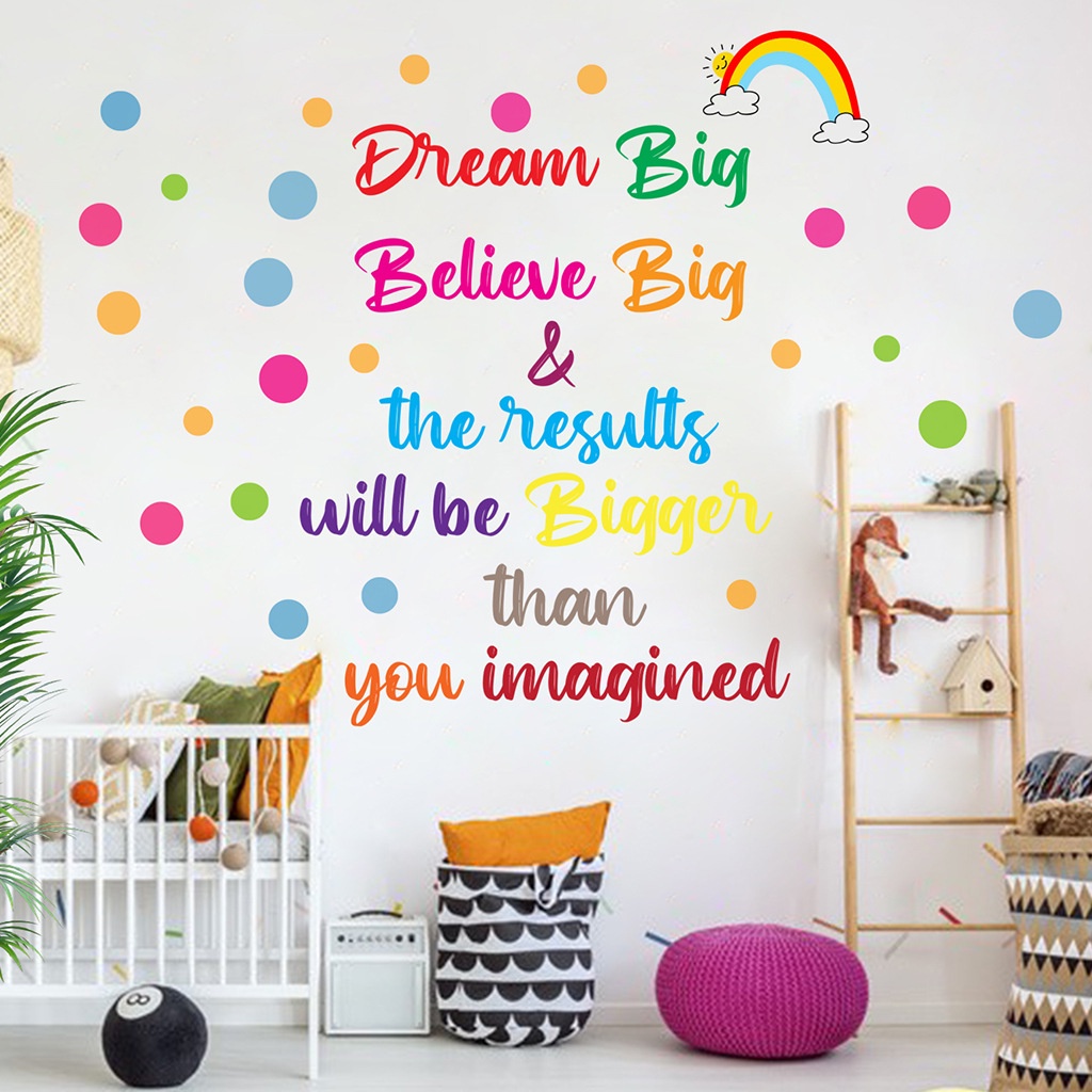 Decal Dán Tường Tiếng Anh Tạo Động Lực &quot; Dream Big Believe Big &amp; the resutls will be bigger than you imagined&quot; AmyShop